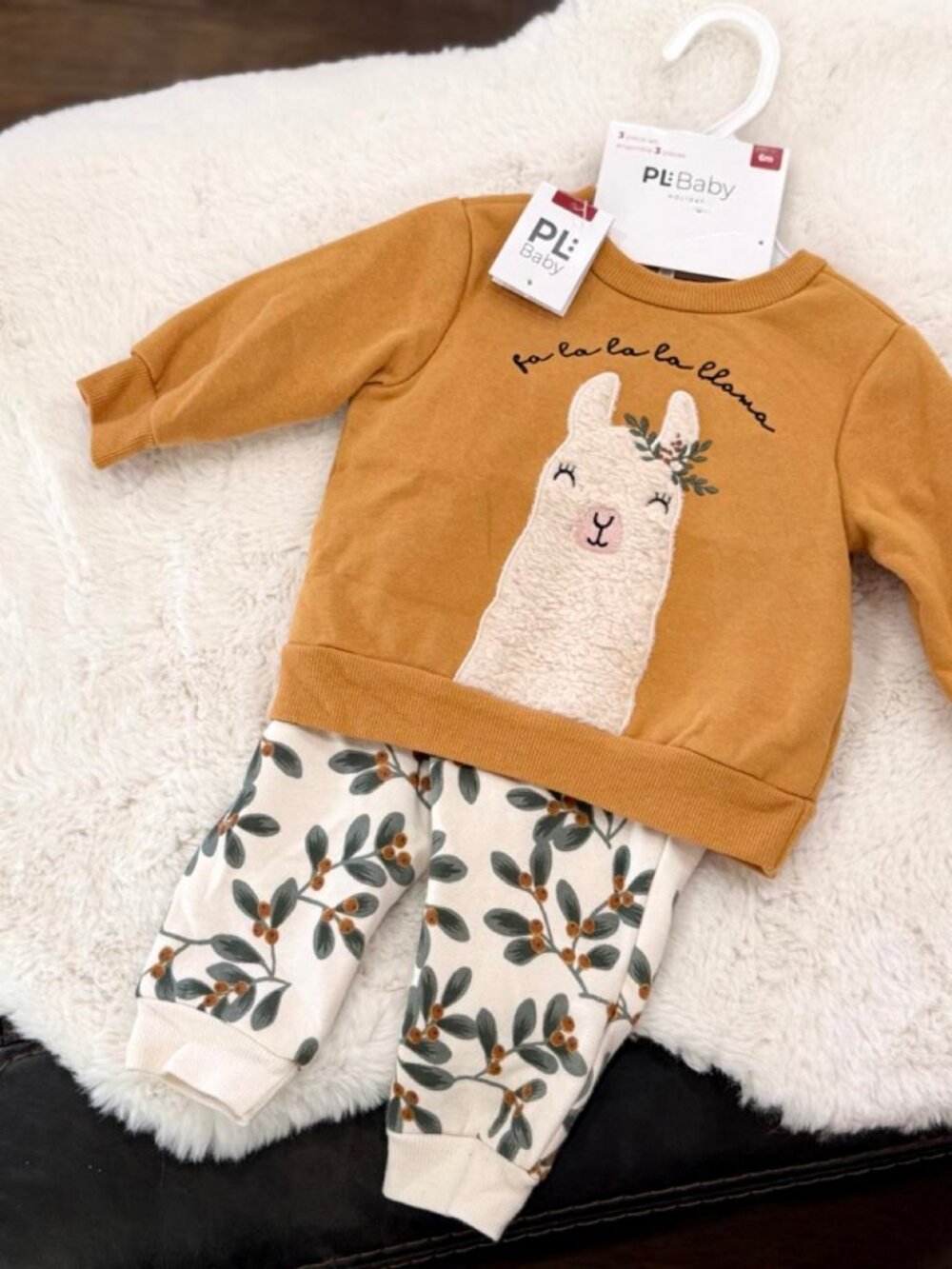 PL Baby by Petit Lem Llama and Mistletoe Set 9-12M